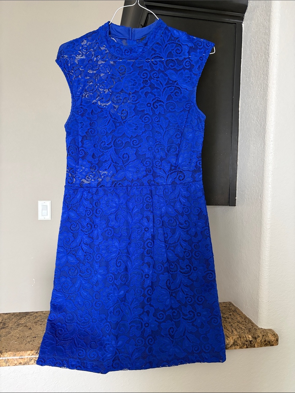 B Darlin Royal Blue Lace Sheath Dress